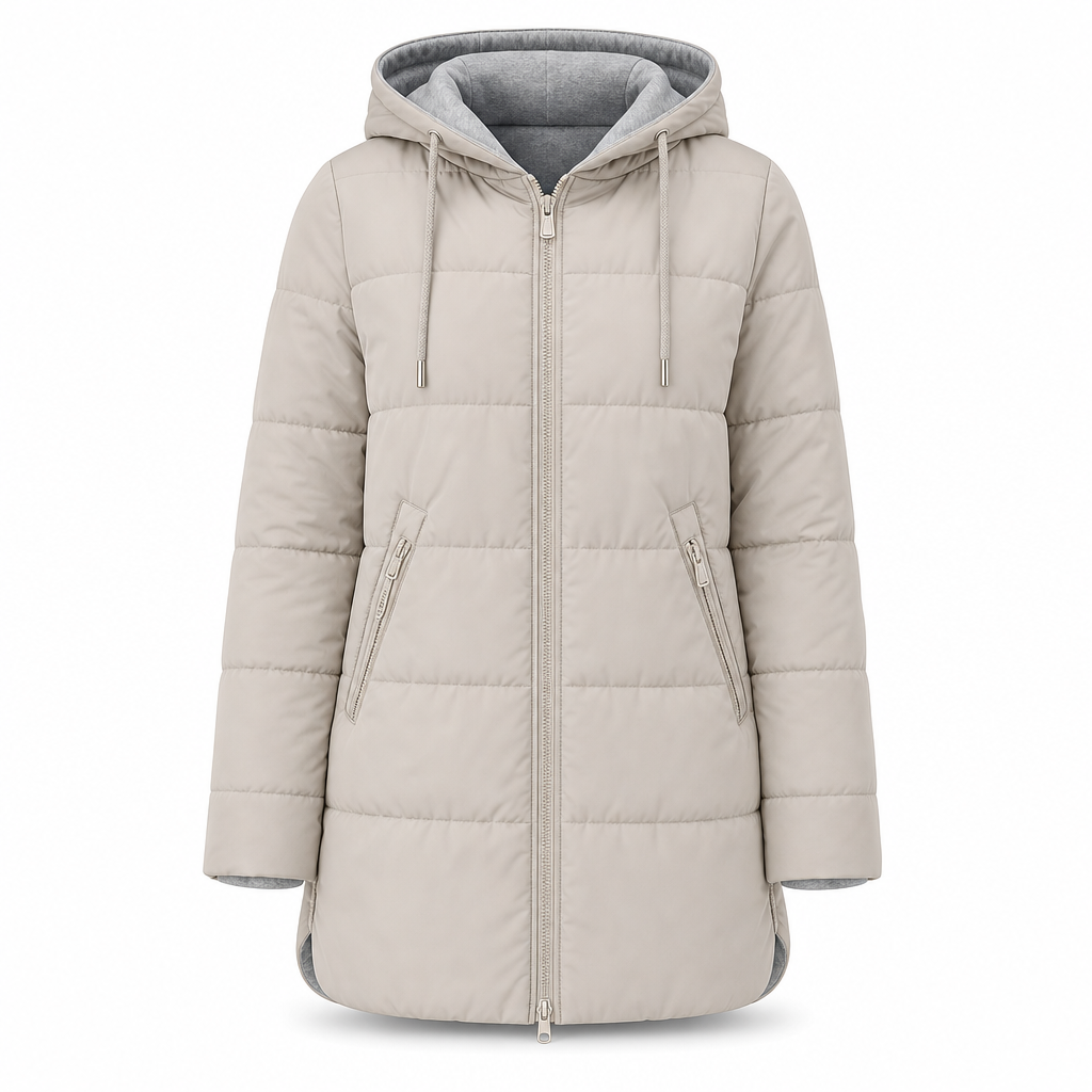 👜 -50 % sur toute la mode femme ! ✨Manteau matelé long à capuche et coupe slim, couleur unie, avec poches pour l'hiver