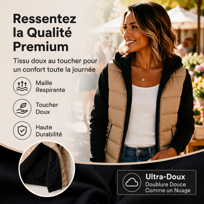 👜 -50 % sur toute la mode femme ! ✨Veste matelassée à capuche et blocs de couleur pour femme