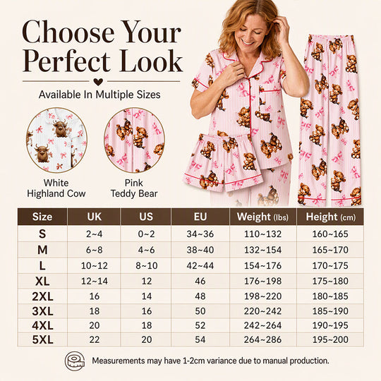 🚨 LAST DAY 50% OFF! 🐄 Highland Cow 3-Piece Pyjamas – Soft Pink Striped Lounge Set ✨