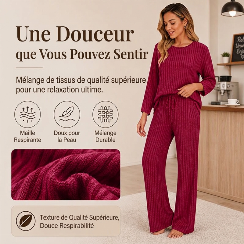 🔥DERNIER JOUR DE SOLDE : -50%👍✨Ensemble féminin 2026 style britannique : haut en maille côtelée et pantalon droit