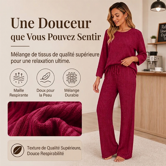 🔥DERNIER JOUR DE SOLDE : -50%👍✨Ensemble féminin 2026 style britannique : haut en maille côtelée et pantalon droit