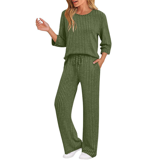 🔥DERNIER JOUR DE SOLDE : -50%👍✨Ensemble féminin 2026 style britannique : haut en maille côtelée et pantalon droit