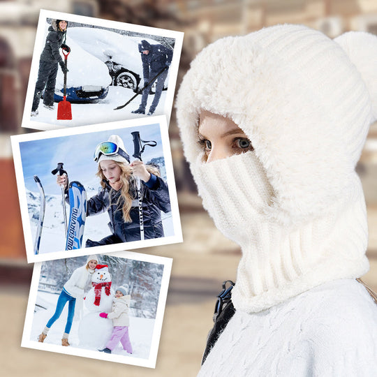 ⏳Liquidation totale⏳Bonnet Écharpe et Masque 3-en-1 Tricoté d'Hiver pour Femmes