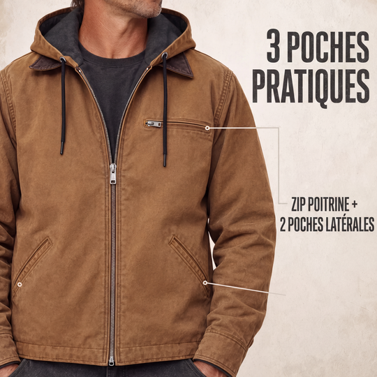 ⏳Liquidation totale⏳Veste de travail à capuche doublée de peluche pour homme