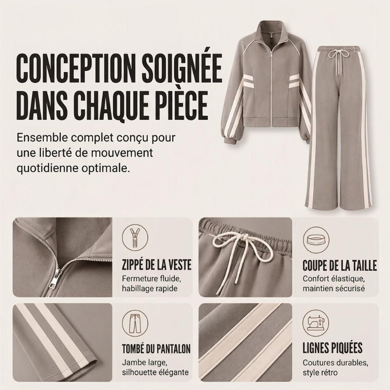 👜 -50 % sur toute la mode femme ! ✨Ensemble sportif 2 pièces à rayures pour femmes