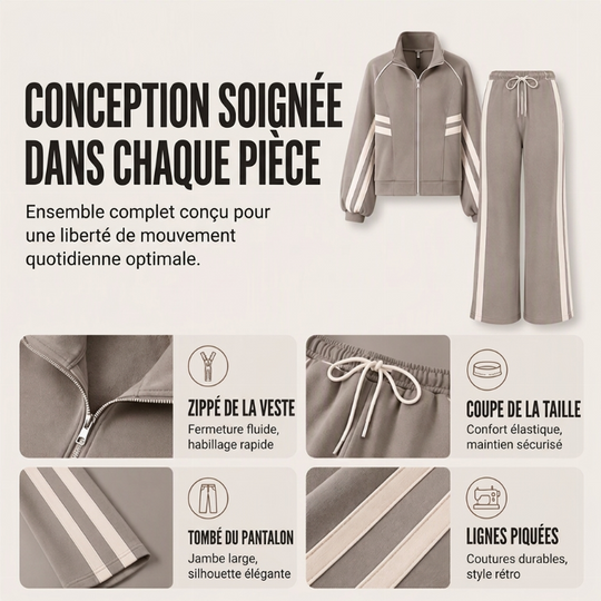 👜 -50 % sur toute la mode femme ! ✨Ensemble sportif 2 pièces à rayures pour femmes