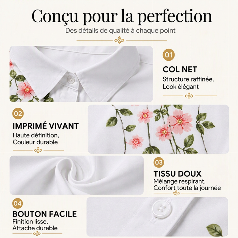 ⏳Liquidation totale⏳Chemise à manches longues à imprimé floral pour femmes