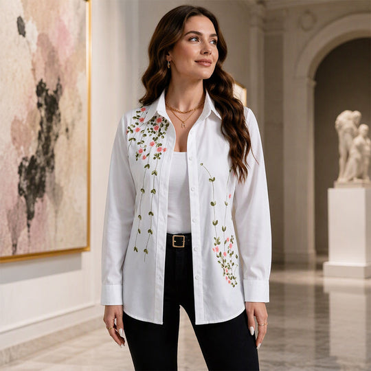 ⏳Liquidation totale⏳Chemise à manches longues à imprimé floral pour femmes