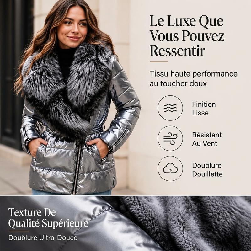 Veste matelassée femme avec col en fausse fourrure