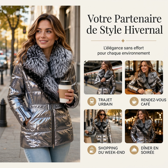 Veste matelassée femme avec col en fausse fourrure