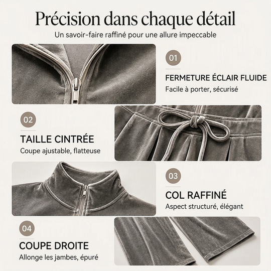 Combinaison en velours chic à col montant pour femme
