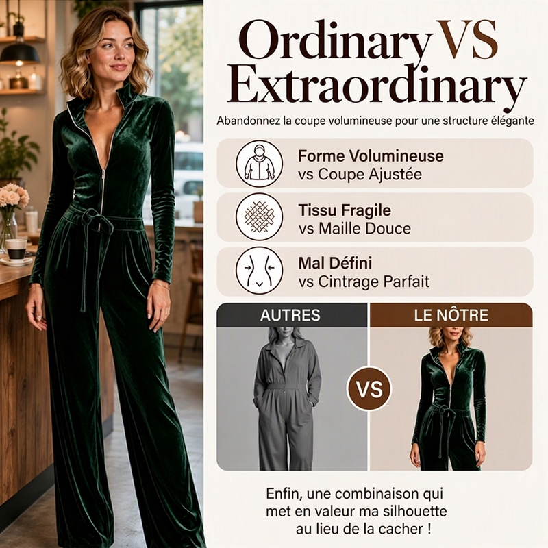 Combinaison en velours chic à col montant pour femme