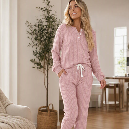 Ensemble 2 pièces pour femme : haut et pantalon à cordon de serrage