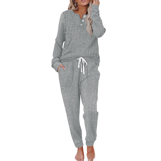 Ensemble 2 pièces pour femme : haut et pantalon à cordon de serrage