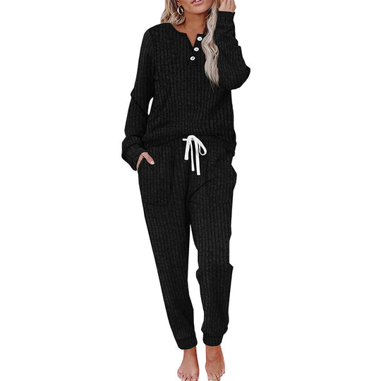 Ensemble 2 pièces pour femme : haut et pantalon à cordon de serrage