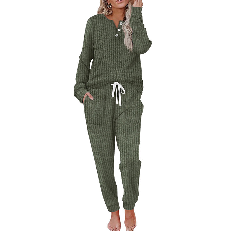 Ensemble 2 pièces pour femme : haut et pantalon à cordon de serrage