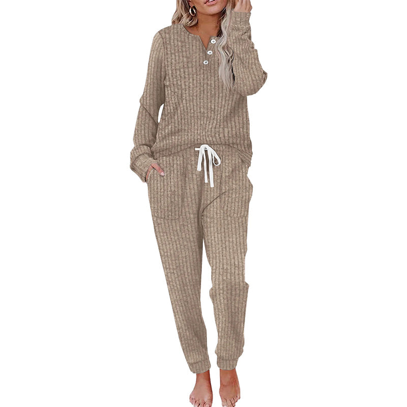 Ensemble 2 pièces pour femme : haut et pantalon à cordon de serrage