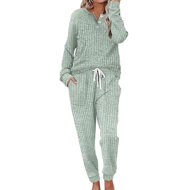 Ensemble 2 pièces pour femme : haut et pantalon à cordon de serrage