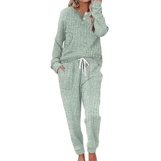 Ensemble 2 pièces pour femme : haut et pantalon à cordon de serrage