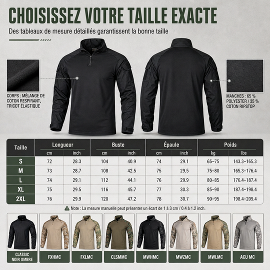 Veste tactique à manches longues pour homme
