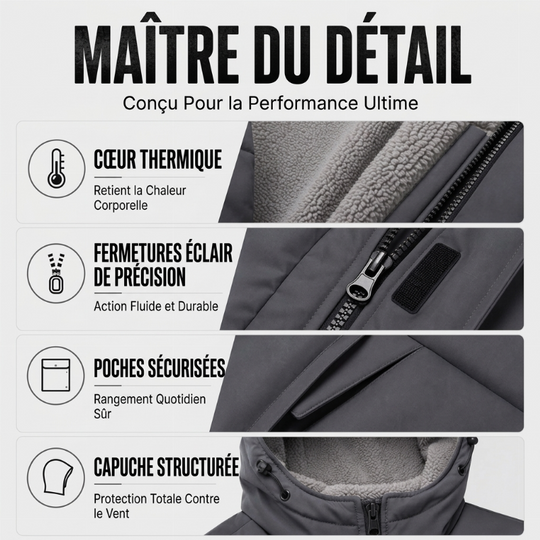 Veste à capuche thermique et coupe-vent d'hiver pour homme