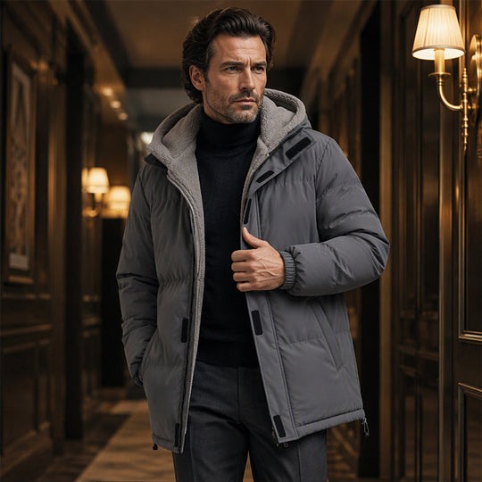 Veste à capuche thermique et coupe-vent d'hiver pour homme