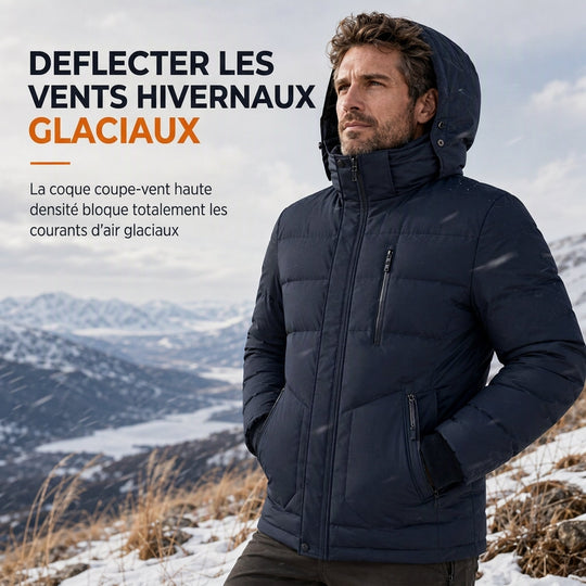 Manteau d'hiver pour homme doublé polaire avec capuche amovible