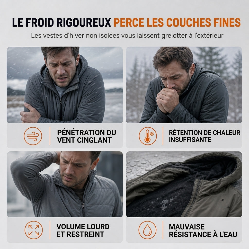 Manteau d'hiver pour homme doublé polaire avec capuche amovible