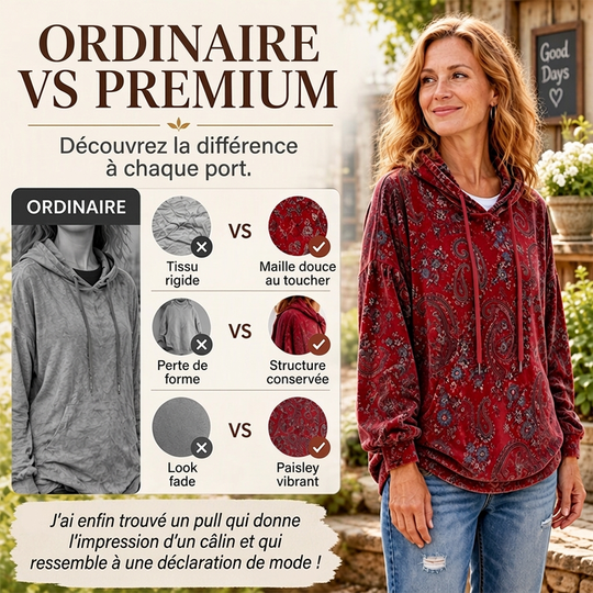 📢📢50 % DE RÉDUCTION !! ⏰Hoodie à capuche avec cordon de serrage et imprimé cachemire pour femme