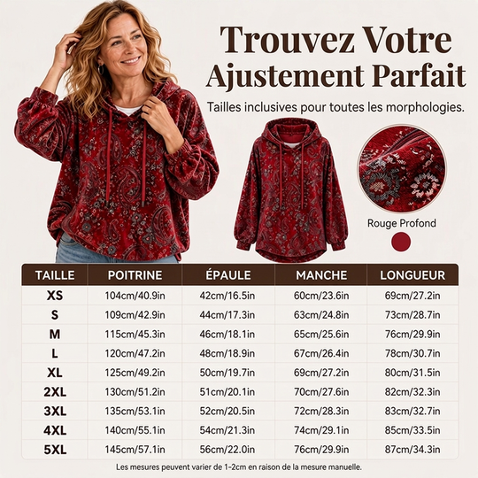 📢📢50 % DE RÉDUCTION !! ⏰Hoodie à capuche avec cordon de serrage et imprimé cachemire pour femme