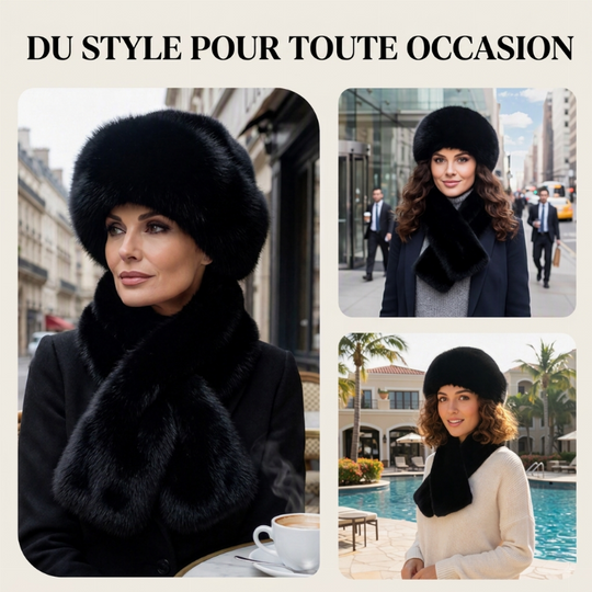 Ensemble chaud d'hiver : écharpe et bonnet en peluche épaisse