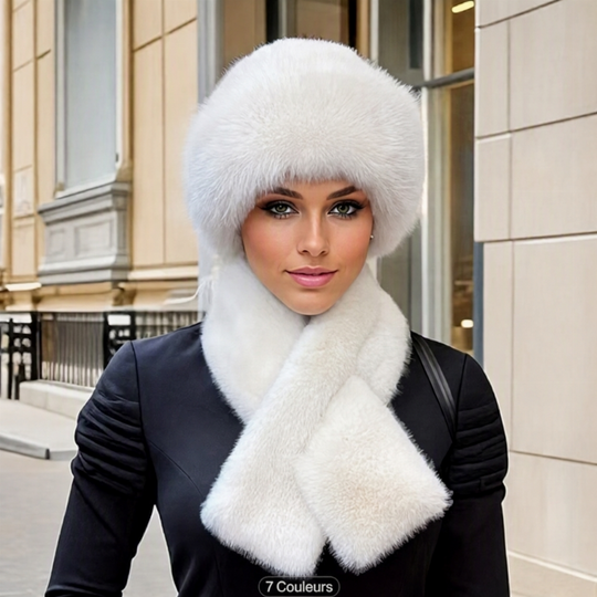 Ensemble chaud d'hiver : écharpe et bonnet en peluche épaisse