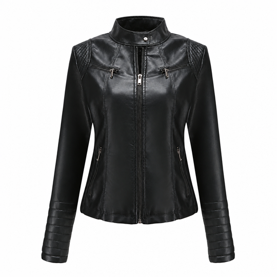 Moto courte légère en simili cuir femme pour le printemps et l'automne