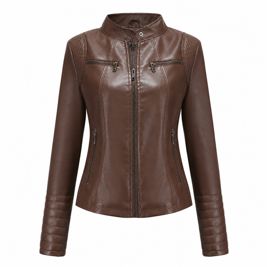 Moto courte légère en simili cuir femme pour le printemps et l'automne