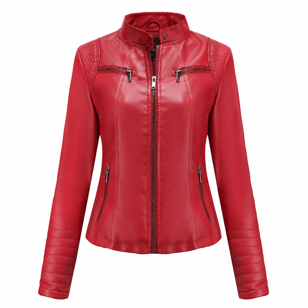 Moto courte légère en simili cuir femme pour le printemps et l'automne
