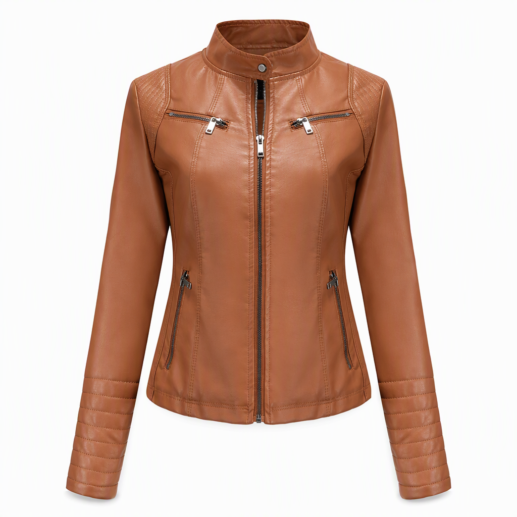 Moto courte légère en simili cuir femme pour le printemps et l'automne