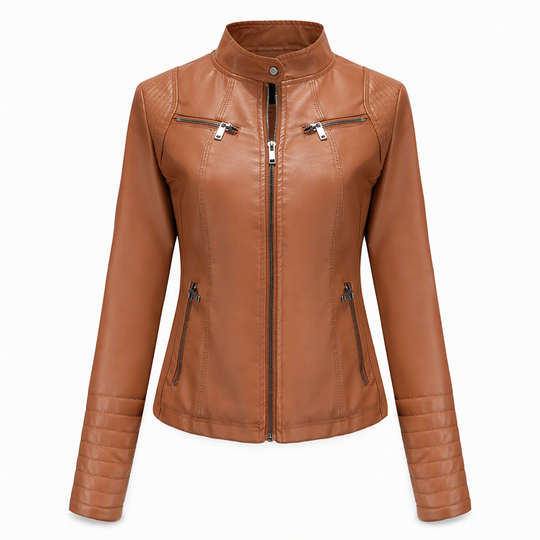 Moto courte légère en simili cuir femme pour le printemps et l'automne