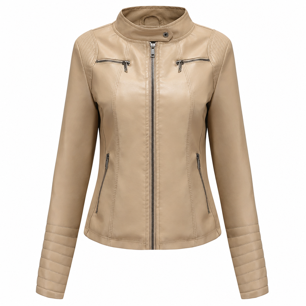 Moto courte légère en simili cuir femme pour le printemps et l'automne