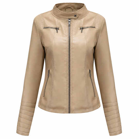 Moto courte légère en simili cuir femme pour le printemps et l'automne