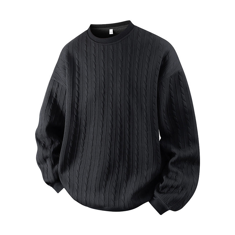 Pull en maille torsadée à col rond pour homme