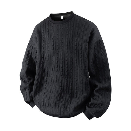 Pull en maille torsadée à col rond pour homme