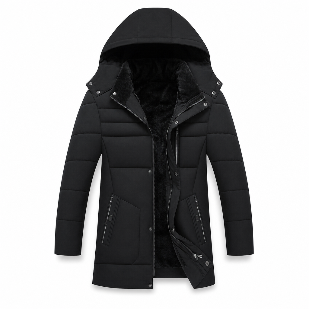 Manteau en coton matelassé mi-long d'hiver, épais et décontracté pour hommes d'âge moyen