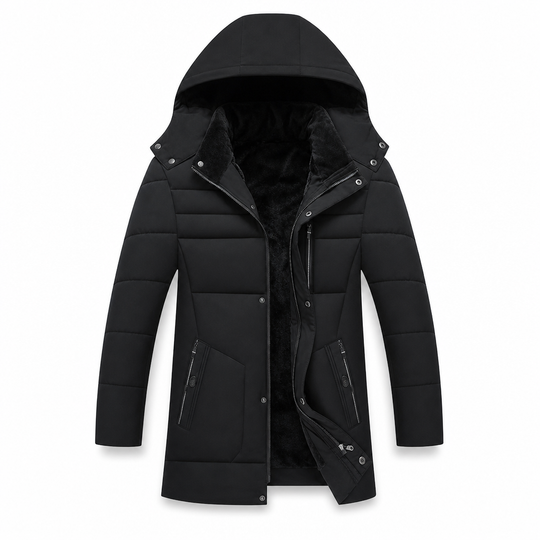 Manteau en coton matelassé mi-long d'hiver, épais et décontracté pour hommes d'âge moyen