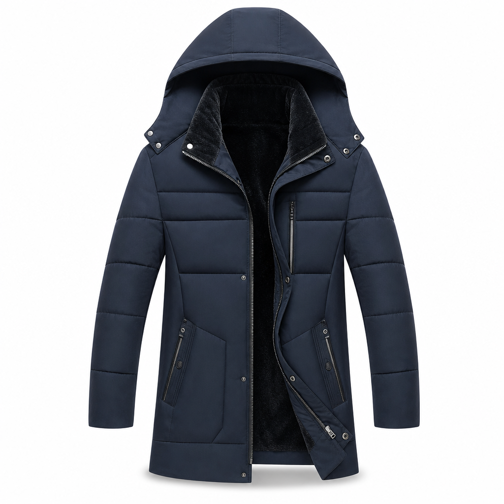 Manteau en coton matelassé mi-long d'hiver, épais et décontracté pour hommes d'âge moyen