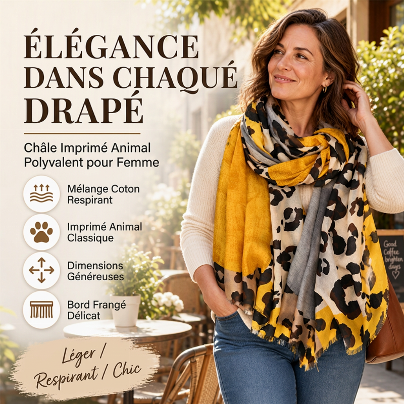🔥 40% de réduction 🔥Foulard châle imprimé léopard polyvalent et léger