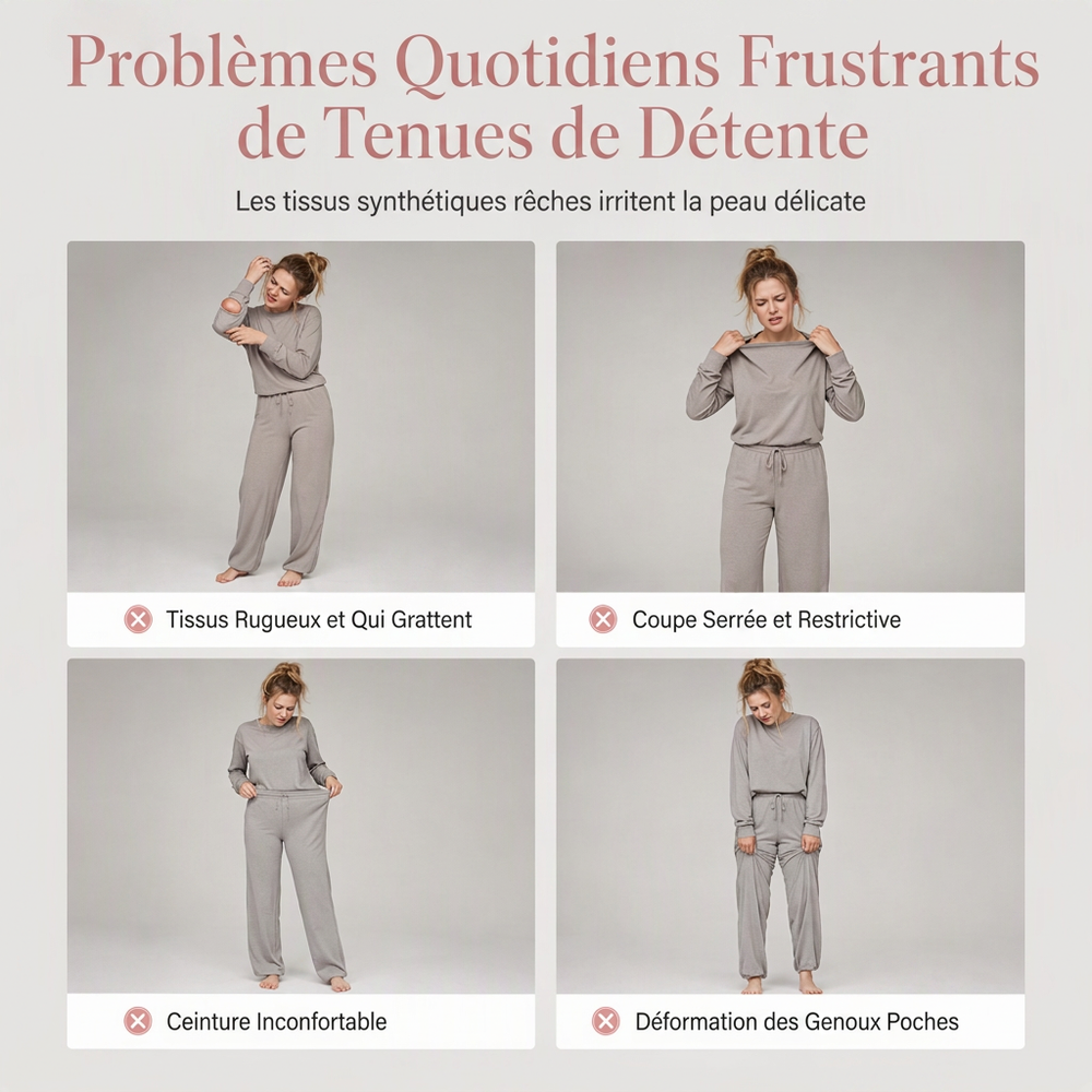 🔥 50% de réduction 🔥Ensemble de détente en maille deux pièces décontracté pour femmes, avec sweat-shirt à manches longues et col montant et pantalon taille haute à jambes larges