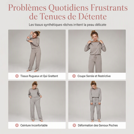 🔥 50% de réduction 🔥Ensemble de détente en maille deux pièces décontracté pour femmes, avec sweat-shirt à manches longues et col montant et pantalon taille haute à jambes larges