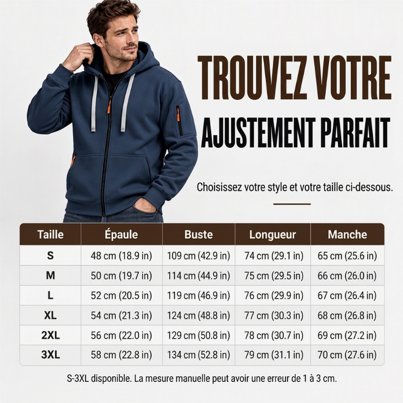 Veste à capuche thermique décontractée pour homme