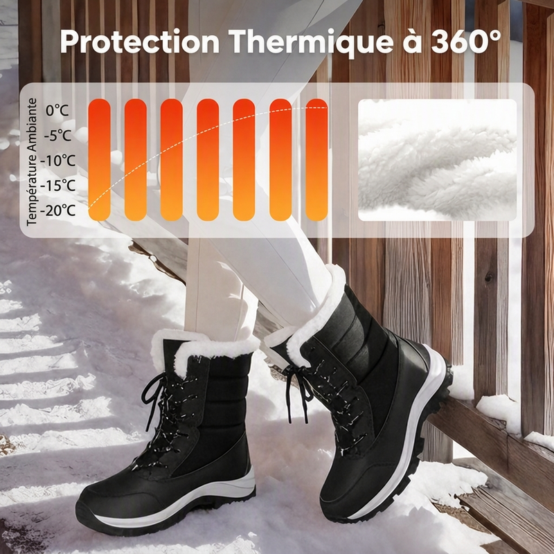 🥳💞 +26 000 vendues🔥👢Bottes de neige mi-mollet imperméables à doublure pelucheuse pour femmes🎁