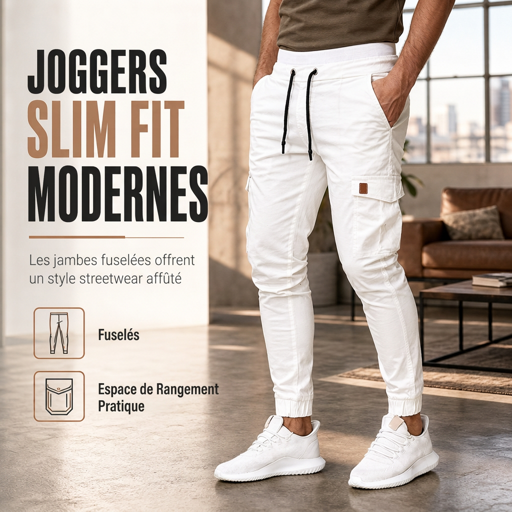 Pantalon Jogger Cargo Unisexe Couleur Unie Décontracté